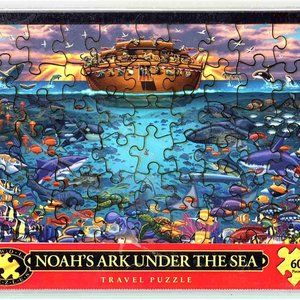 Dowdle Folk Art Noah's Ark Under The Sea 60 pc Wood Travel Puzzle